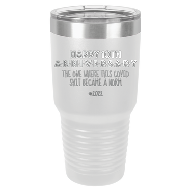 Happy 10th Anniversary Print Romantic Tumbler